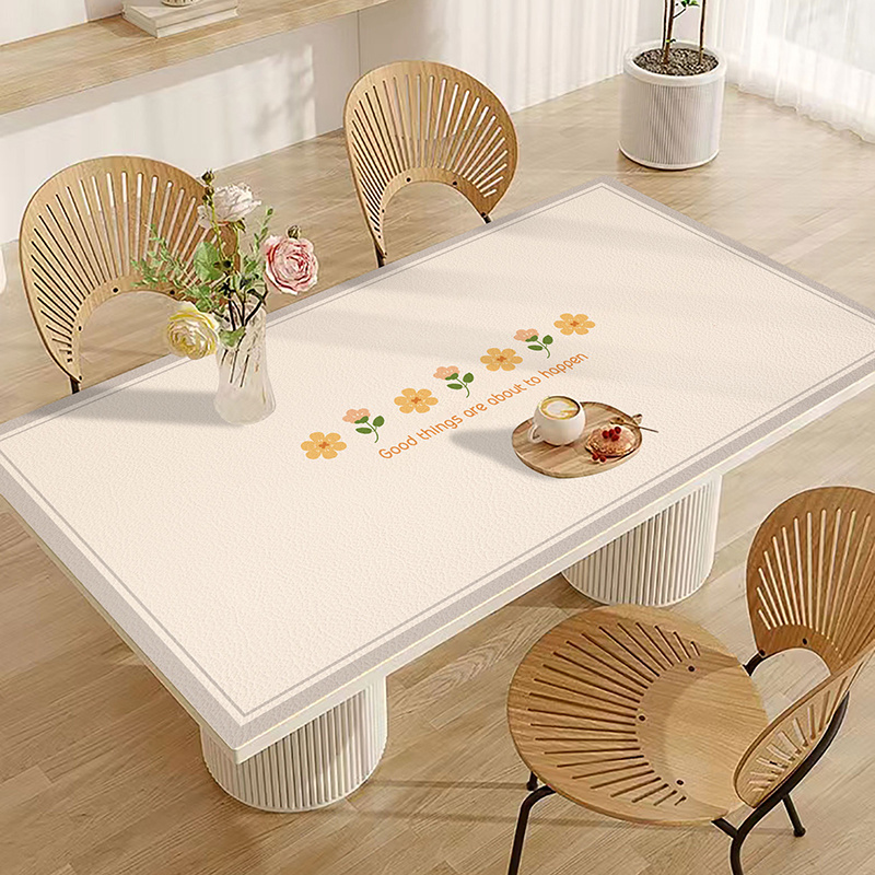 现代简约莫兰迪色皮革桌垫防水防油免洗PVC茶几垫隔热硅胶餐垫