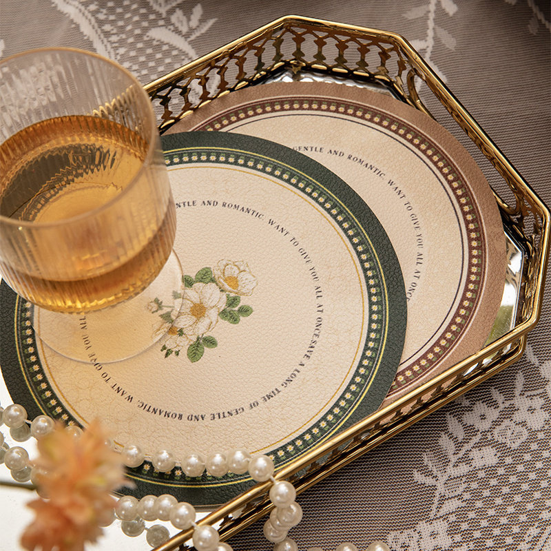 复古轻奢圆形隔热餐垫防水防油皮革防烫锅垫电脑桌咖啡杯垫硅胶垫,居家布艺,餐垫,淘宝优惠券,粉丝福利购,淘宝优惠卷