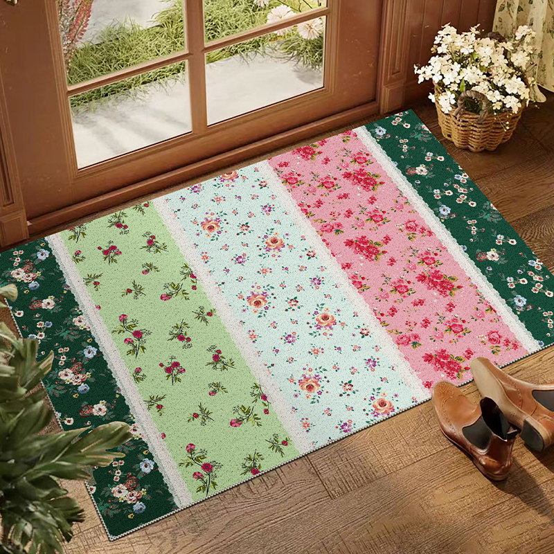 高级感入户门丝圈地垫可剪裁玄关门口耐脏蹭土除尘脚垫碎花门垫