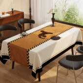 中古风防水桌布餐厅桌面防烫台布高级感长方形茶几布隔热餐桌垫布