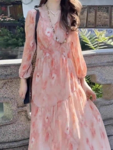 打底裙中长款 遮肉显瘦长袖 雪纺裙 女装 160斤胖MM2026大码