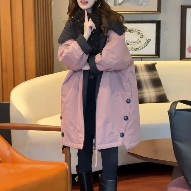 240斤胖MM外套2025冬季大码女装洋气时尚减龄粉色遮肉显瘦棉服,女装/女士精品,羊绒大衣,淘宝优惠券,粉丝福利购,淘宝优惠卷