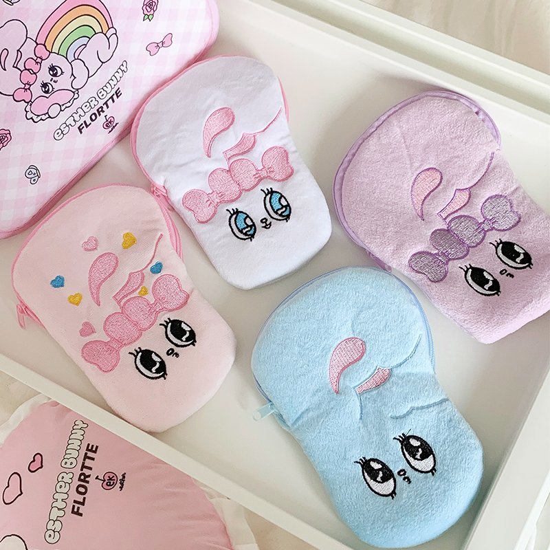 FLORTTE/花洛莉亚艾丝乐小兔联名款可爱毛绒收纳包创意便携零钱袋