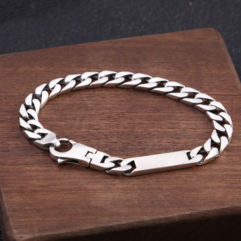 羊羊家s925纯银饰品简约韩版男女同款潮款手链马鞭链粗款清新个性