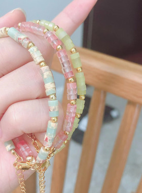 wengen可可向往的生活张子枫同款天然石串珠ins小众设计闺蜜手链