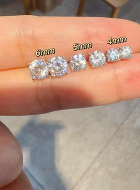 wengen可可赵露思刘浩存同款S925纯银四爪锆石闪钻耳钉简约耳环女