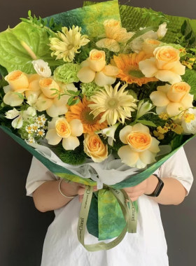 油画风超美花束生日鲜花