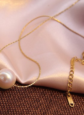 人工仿珠钛钢女女士项链