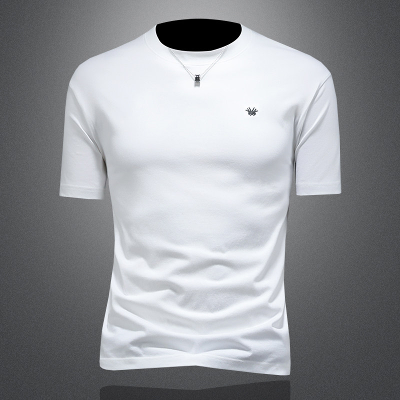 2026年新款短袖T恤微阔重磅全棉圆领体恤衫3160P58缕空白，男装T恤，钱塘6022