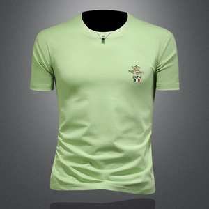 2026年新款短袖T恤 微阔重磅全棉圆领体恤衫 2011 P58 缕空绿，男装T恤，钱塘6022