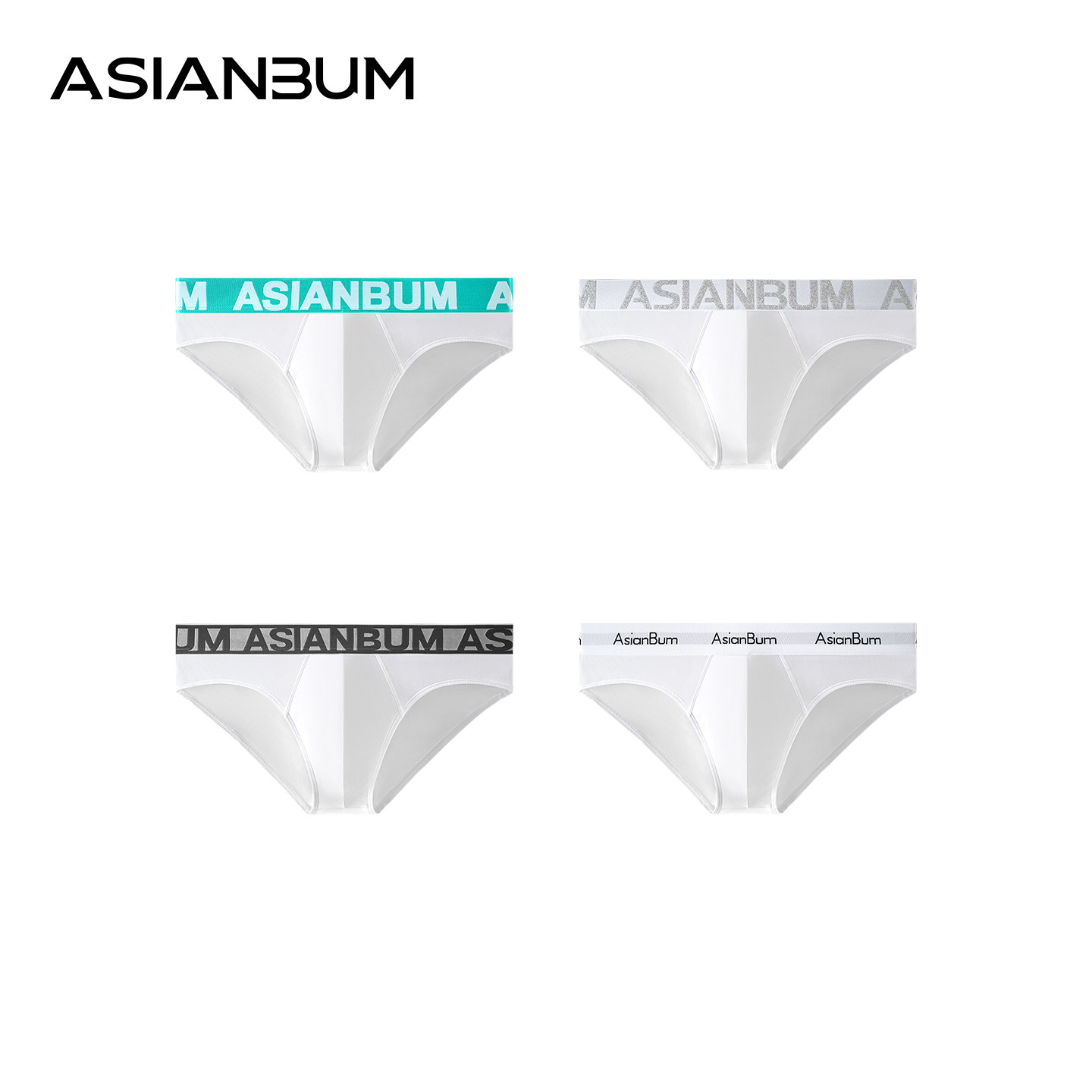 Asianbum男士内裤纯棉质U凸设计透气速干字母织带大码无痕三角裤