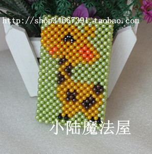 包邮纯手工双面串珠银行交通卡套成品长颈鹿同学朋友送礼胸卡