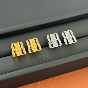 耳饰百搭耳环小众设计 镶钻字母BB耳钉女精致时尚 新款 轻奢欧美经典