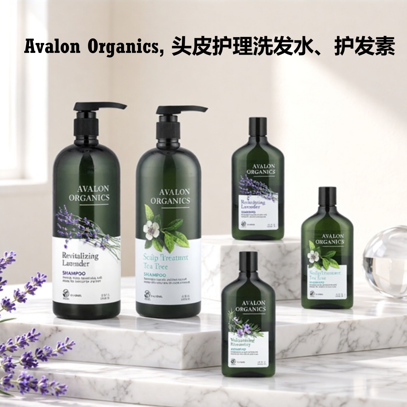 现货美国Avalon阿瓦隆薰衣草迷迭香柠檬茶树精油洗发水清爽控油