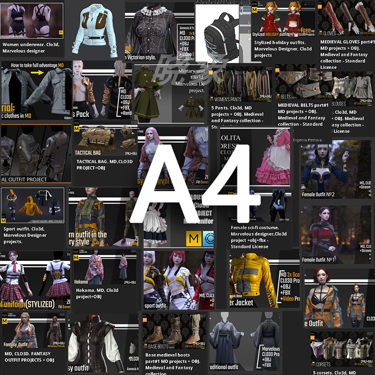 MD服装资源合集 A-4 3D服装模型