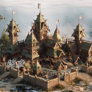 中世纪战争建筑 古代jun营城堡 防御塔楼旗杆瞭望塔 3d模型