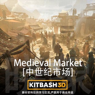 中世纪集市帐篷摊位商店3D模型Kitbash3D-Props:Medieval Market
