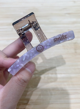 1韩式温柔芋紫笑脸抓夹简约smile字母小号鲨鱼夹气质百搭发夹发饰