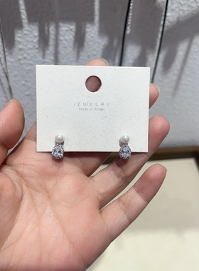 满钻锆石小众水滴珍珠耳钉女2026年新款潮设计感耳环高级女耳饰