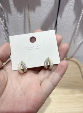 简约气质轻奢ins微镶滴油环形耳钉小众设计感个性耳环时尚高级感