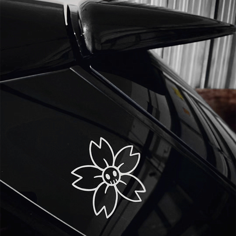 汽车骷髅樱花车贴 JDM潮贴个性风挡三角窗玻璃车身防水装饰贴画