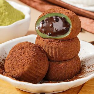 抹茶和风生巧福团爆浆巧克力味大福日式雪媚娘糯米糍糯叽叽糕点心