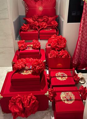 大红花球结婚绑陪嫁用品的绣球女方绑嫁妆拉花红绸缎布帮被子礼品