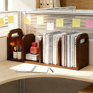 实木桌面置物架宿舍桌上书架台面办公室工位简易书柜收纳架整理架