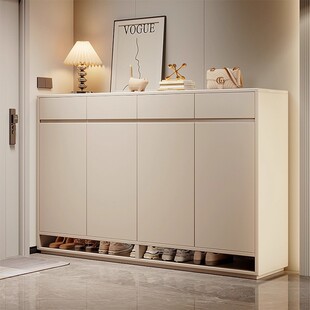 白鞋柜加高一体靠墙家用门口2025新款入户门大容量多层实木玄关柜