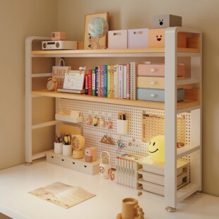 桌面书架立式多层学生书桌台面收纳洞洞板架工位显示器上面置物架