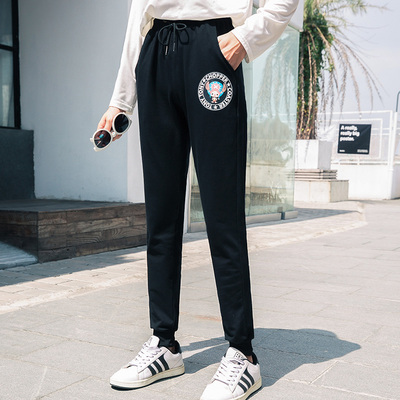 加肥加大码女装裤子运动长裤黑色