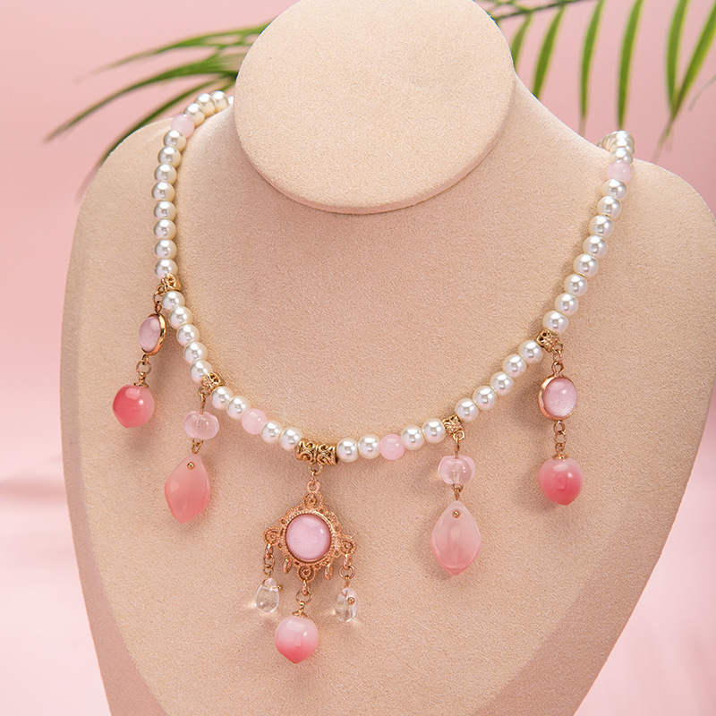 古风项链女桃子汉服配饰软璎珞明制古装饰品汉元素国风琉璃吊坠