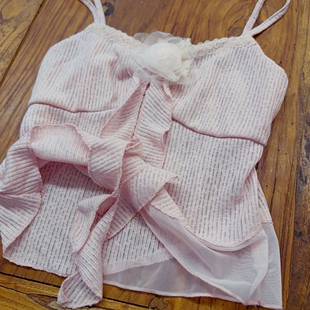 剪裁 rom2肩带可调 个性 甜美国风禅意风 打底吊带背心 复古灰粉色