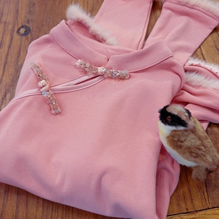 复古国风 rom2高品质 禅意风 温柔皮粉色 改良旗袍上衣 新中式