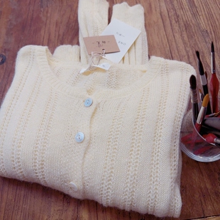 披肩小外套 春秋薄针织长袖 温柔奶油黄 日杂风简约甜美