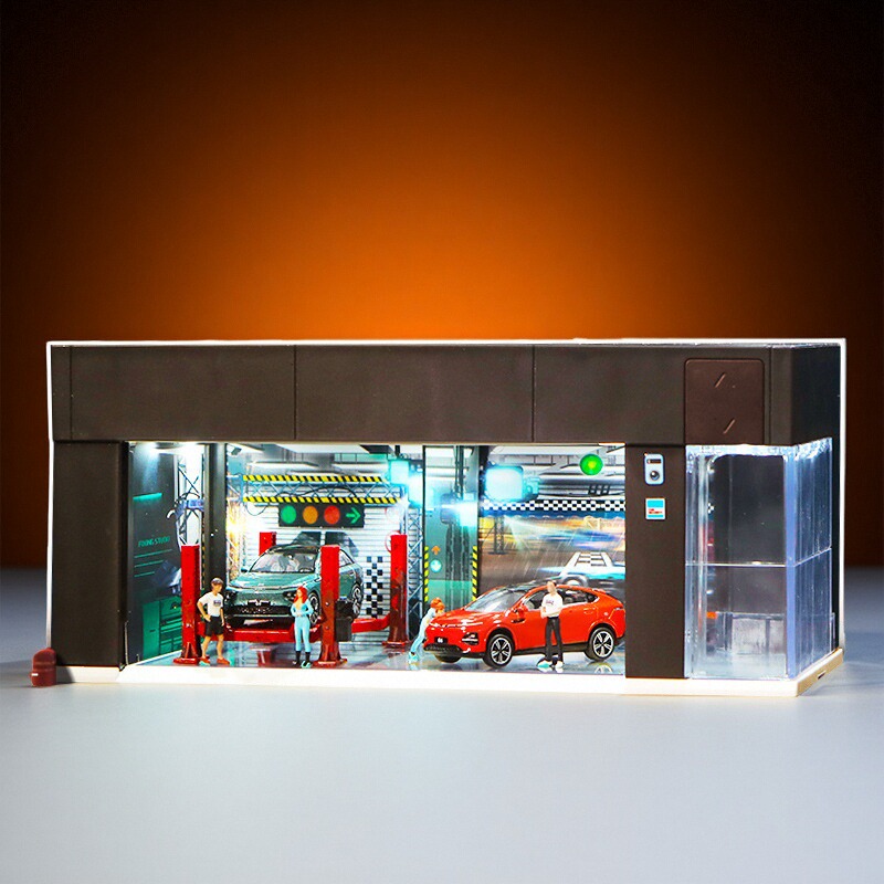 164电动卷帘门车库模型汽车