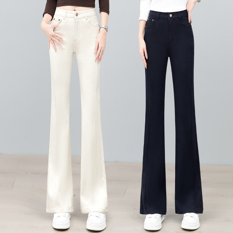 职场通勤微喇牛仔裤女高腰2026春秋新款垂感显瘦黑色西装喇叭裤女