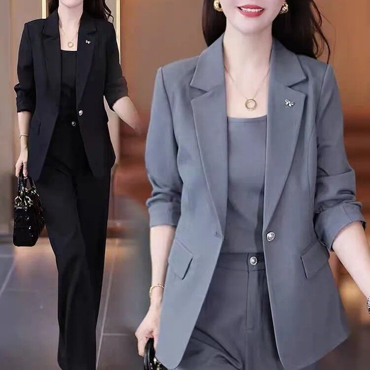 2026新款高级感西装套装女春气质通勤职业装休闲显瘦小西服三件套