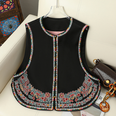 春秋复古新中式圆领叠穿马甲背心