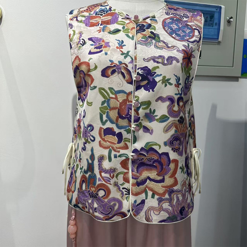 独特时尚花色提花无袖坎肩外套