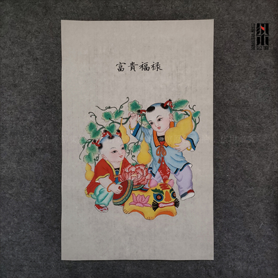 梁公馆杨柳青手绘年画传统门神