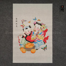 正宗手绘杨柳青年画吉祥如意春牛图富贵福禄年年纳福人财两旺