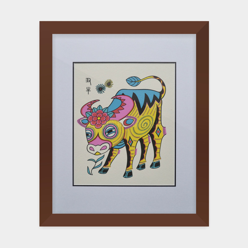 年画装饰画国潮画新年木版年画沙发背景墙壁画复古怀旧传统牛年