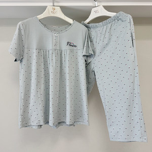 2025新品霓彩儿睡衣女夏季纯棉青年女新款可外穿家居服套装短袖