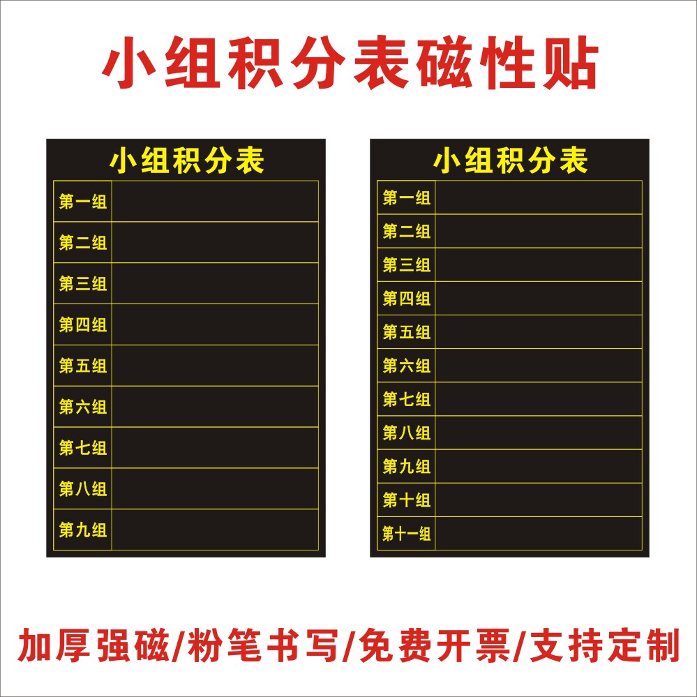 心浩小组积分表加厚强磁易擦易写