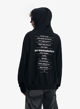 THE SALVAGES FASHION CLUB X PrimaScream 歌词印花加绒连帽卫衣