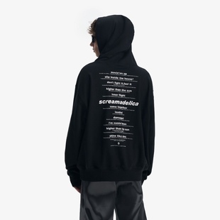 THE SALVAGES FASHION CLUB X PrimaScream 歌词印花加绒连帽卫衣