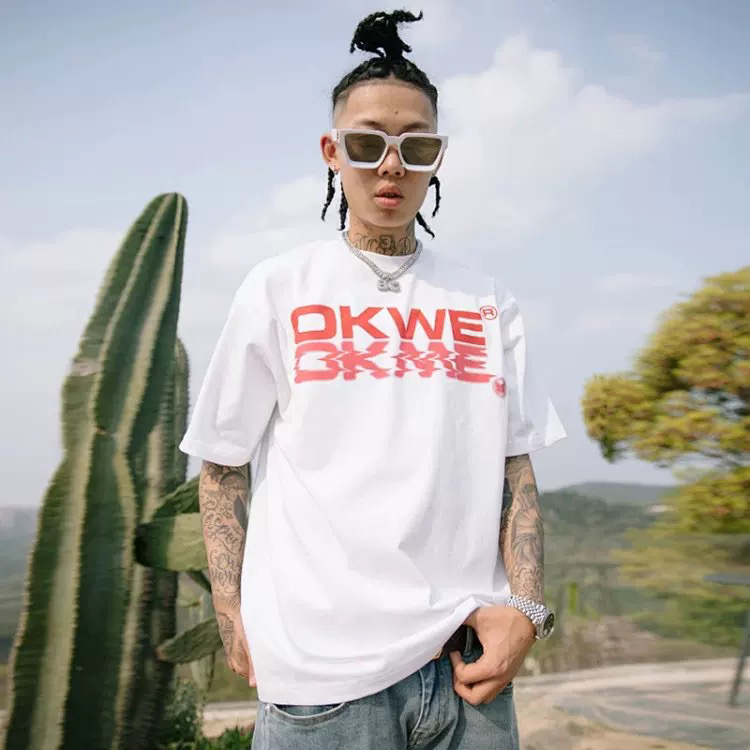 OKWE原创设计 国潮美式情侣装重磅纯棉短袖t恤男夏季小众潮牌半袖