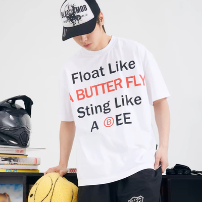 【BLACK8MOB】2024SS美式宽松字母标语印花街头简约短袖T恤男女潮