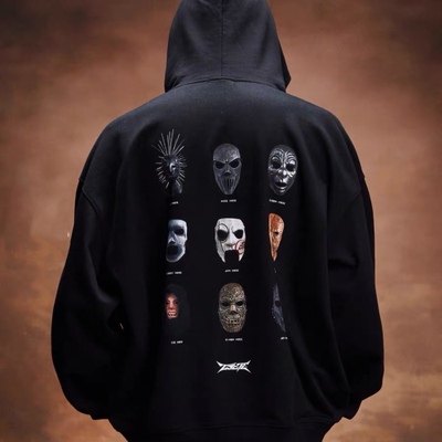 2727WORLD 法老 ghost face鬼脸乐队连帽卫衣帽衫 美式复古街头